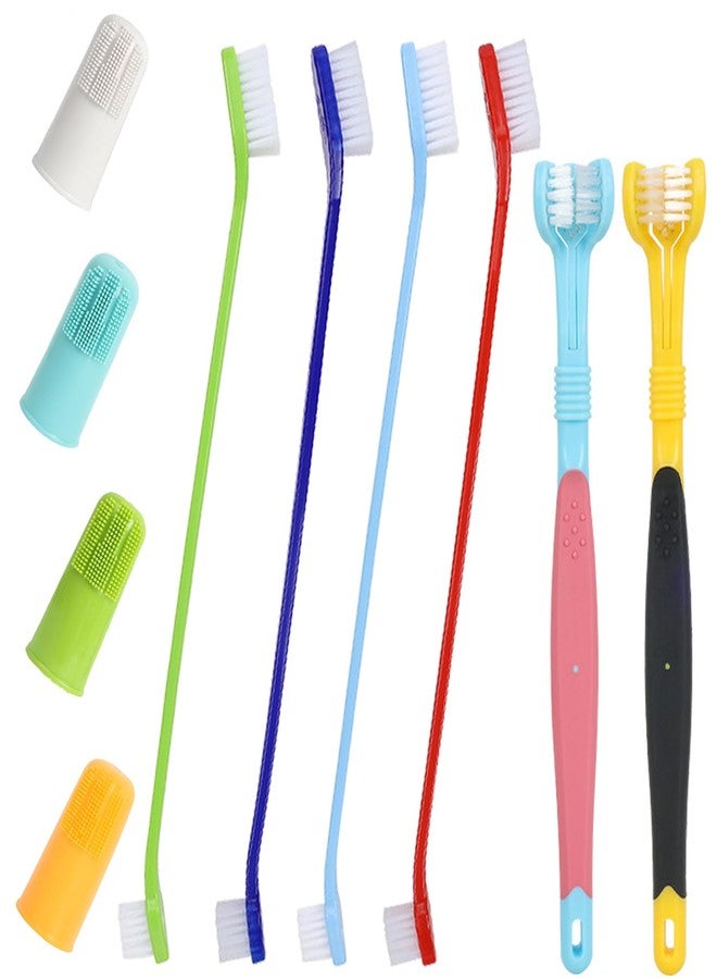 YMCCOOL Triple Head & Double Head Dog Toothbrush Set,360 Degree Toothbrush,Finger Rubber Toothbrush, Multi-Angle Dental Cleaning Brushes forDog Cat Oral Dental Health - Image 1